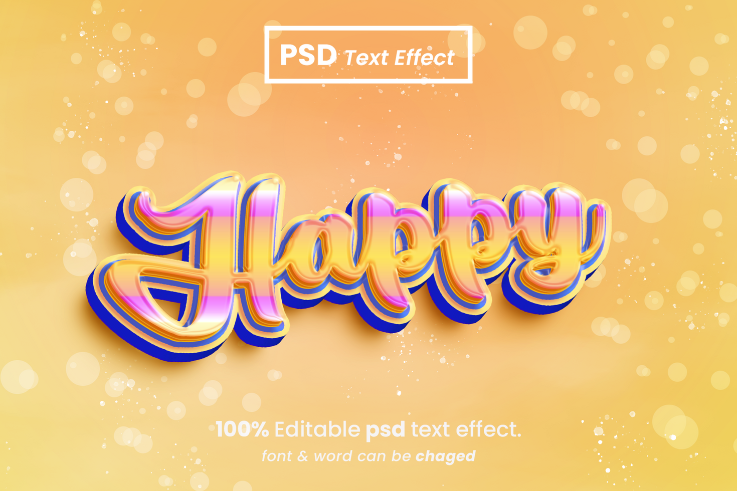 Happy 3D Editable Text Effect psd