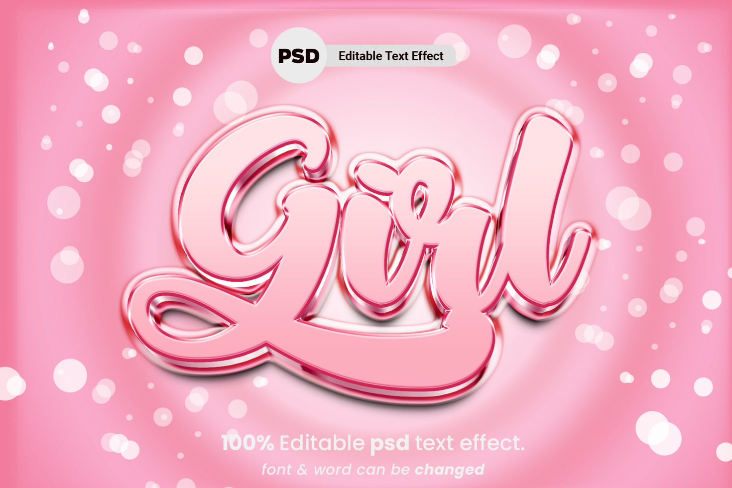 Girl 3D Editable Text Effect psd