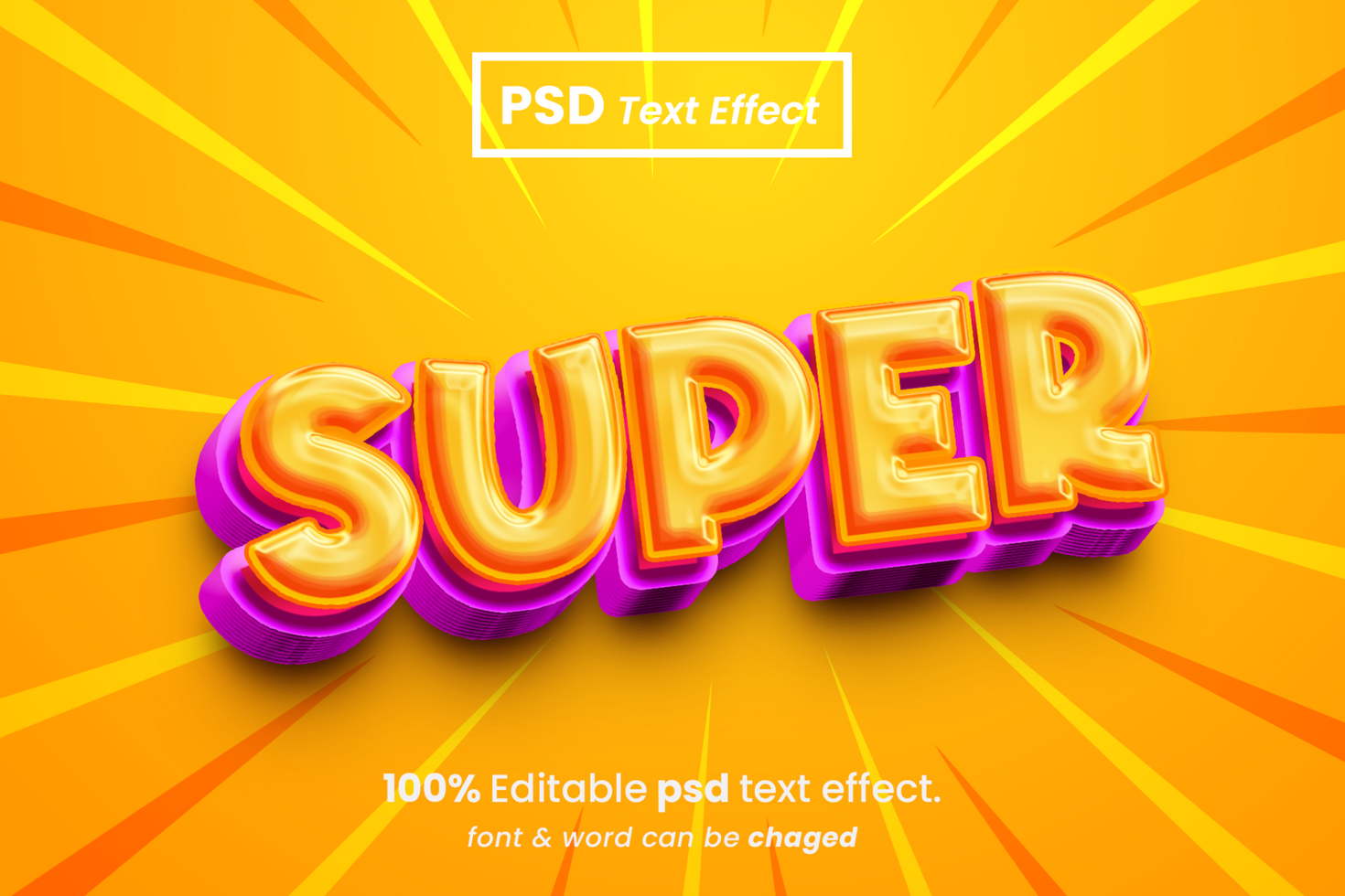 Super 3D Editable Text Effect psd