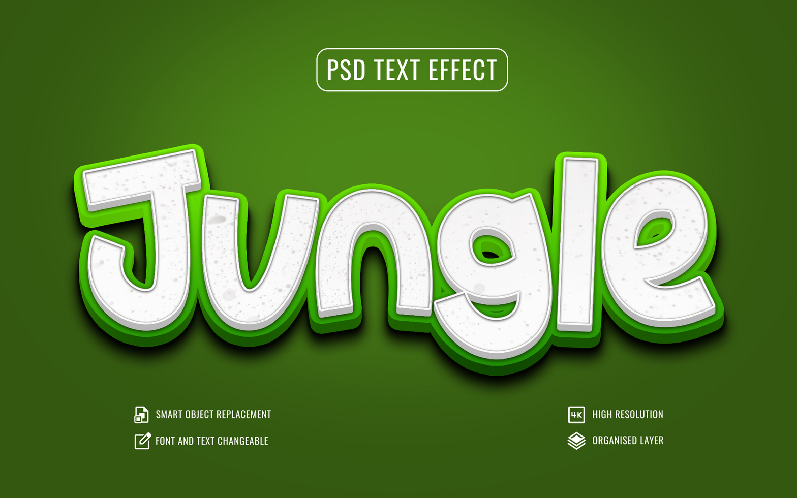 jungle 3d text effect with green background psd