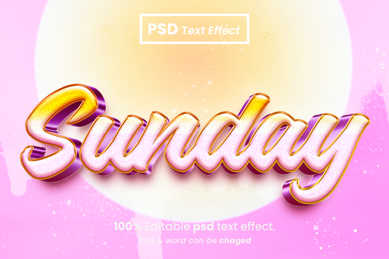 Sunday 3D Editable Text Effect psd