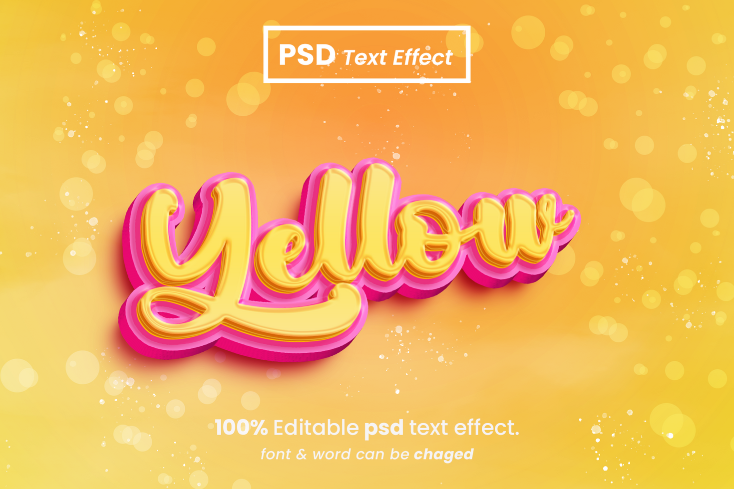 Yellow 3D Editable Text Effect psd