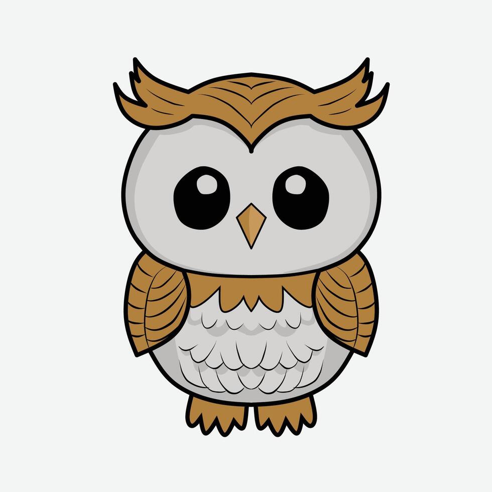 an owl with big eyes and a white background vector