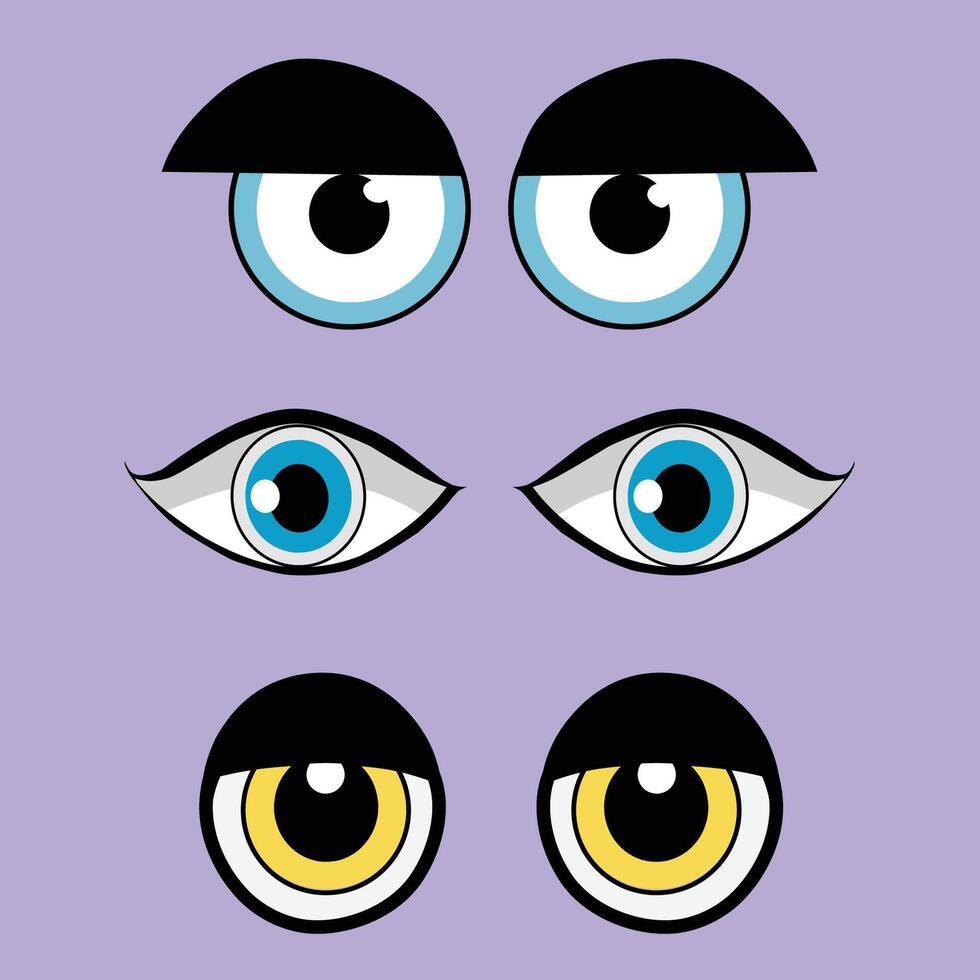 Eye set with different colored eyes vector
