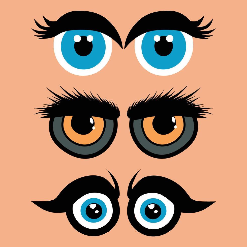 Set of cartoon eyes showing various expression illustration vector