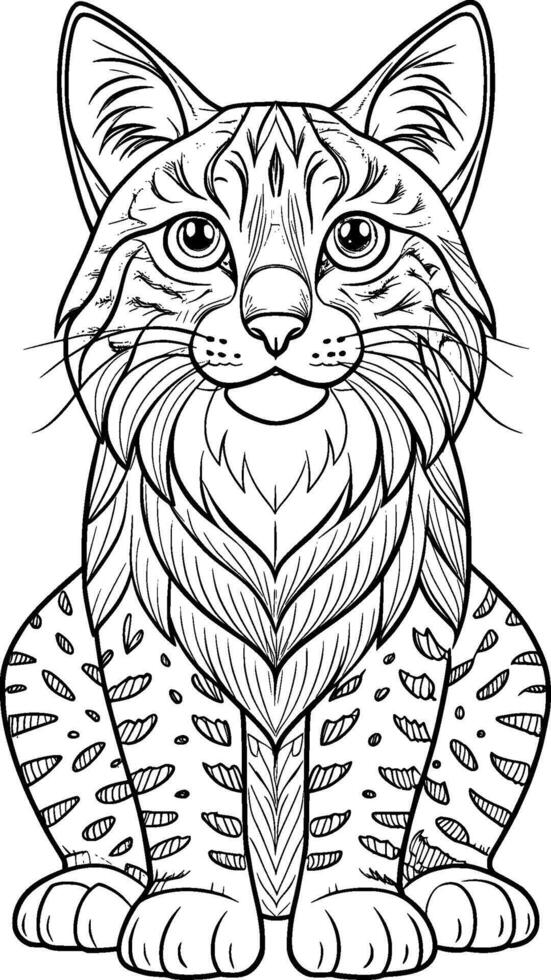 Colouring Page for Kids - Bobcat - Black and White Line Art vector