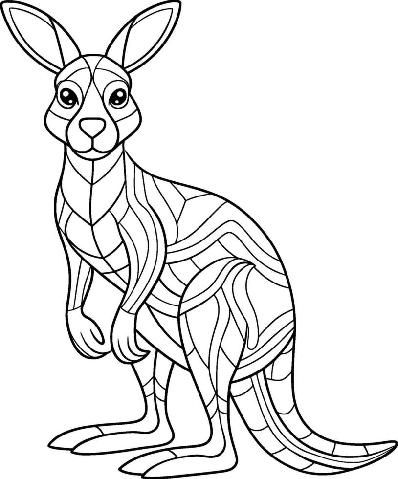 Coloring Page for Kids - Kangaroo - Black and White Line Art vector