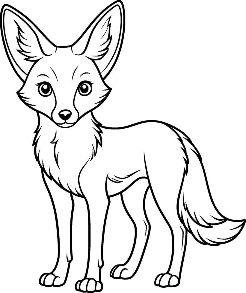 Coloring Page for Kids - Jackal - Black and White Line Art vector