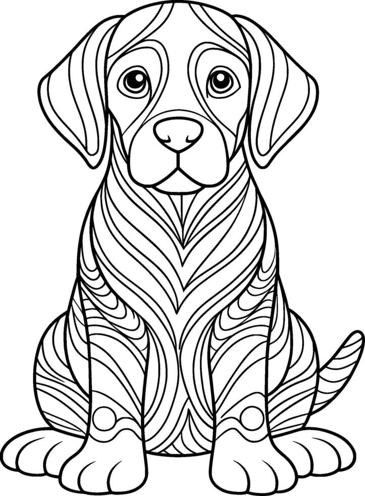 Coloring Page for Kids - Labrador Retriever - Black and White Line Art vector