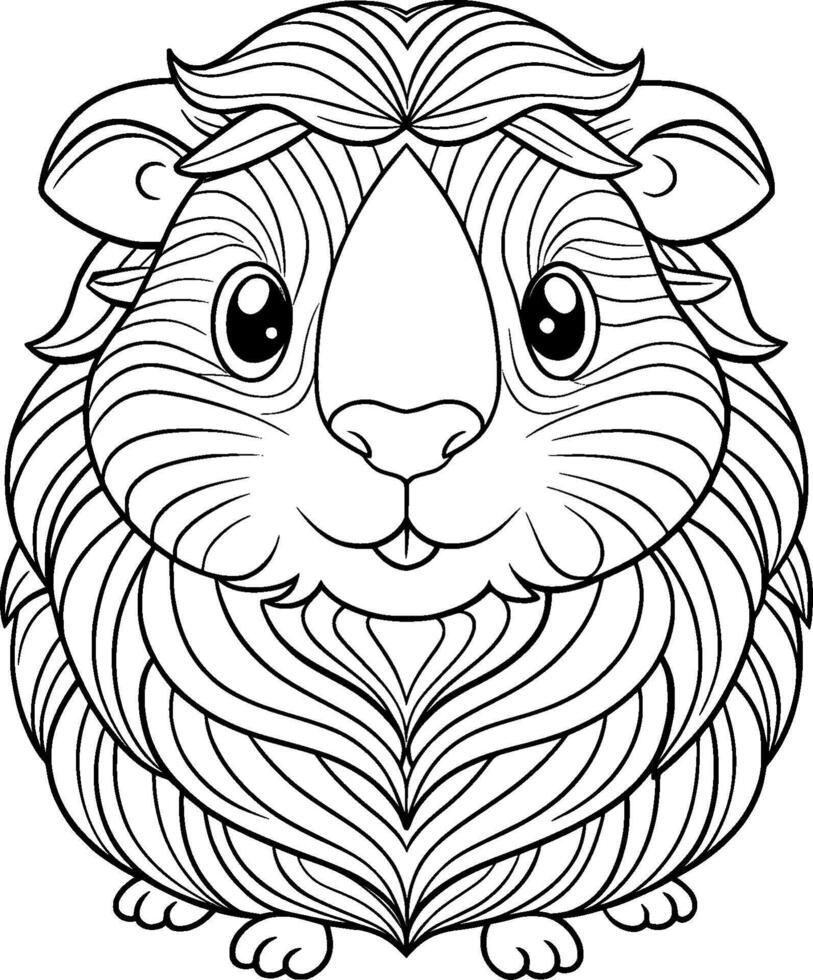 Coloring Page for Kids - Guinea Pig - Black and White Line Art vector