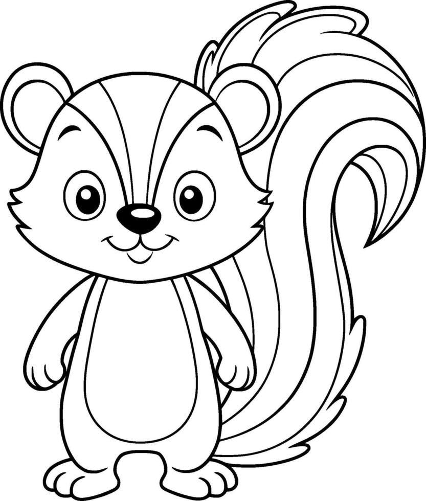 Coloring Page for Kids - Skunk - Black and White Line Art vector