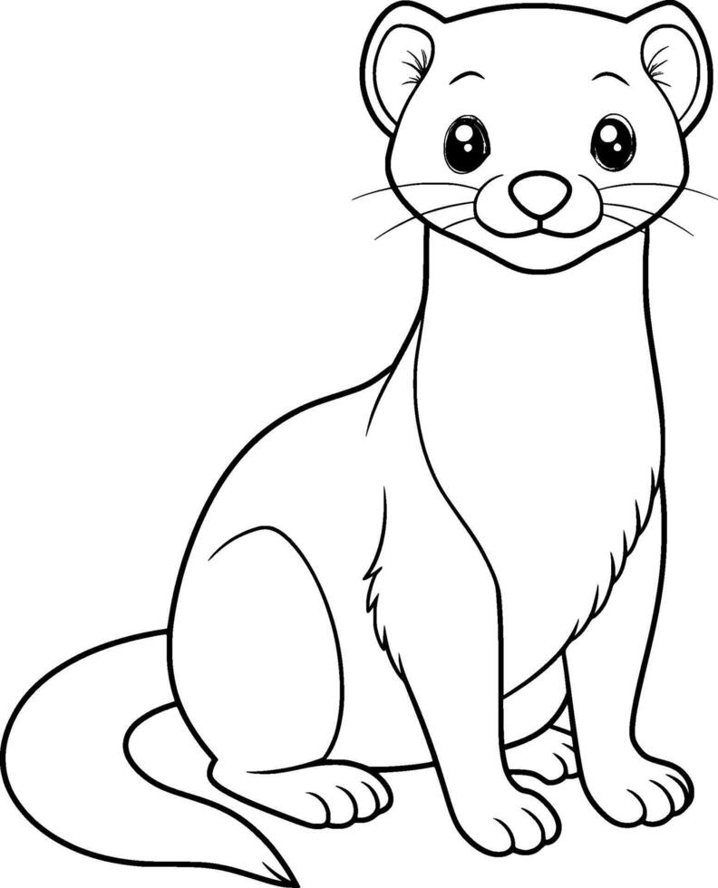 Colouring Page for Kids - Ermine - Black and White Line Art vector