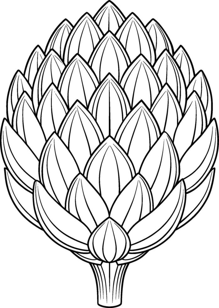 Colouring Page for Kids - Artichoke - Black and White Line Art vector
