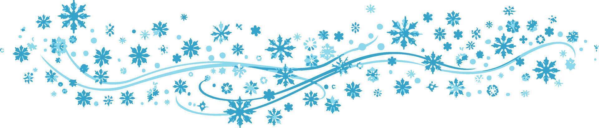 A blue graphic of an elegant wavy pattern made from snowflakes vector