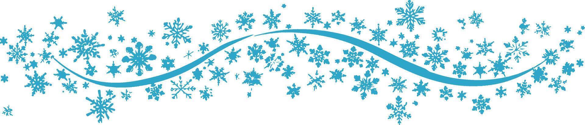 A blue graphic of an elegant wavy pattern made from snowflakes vector