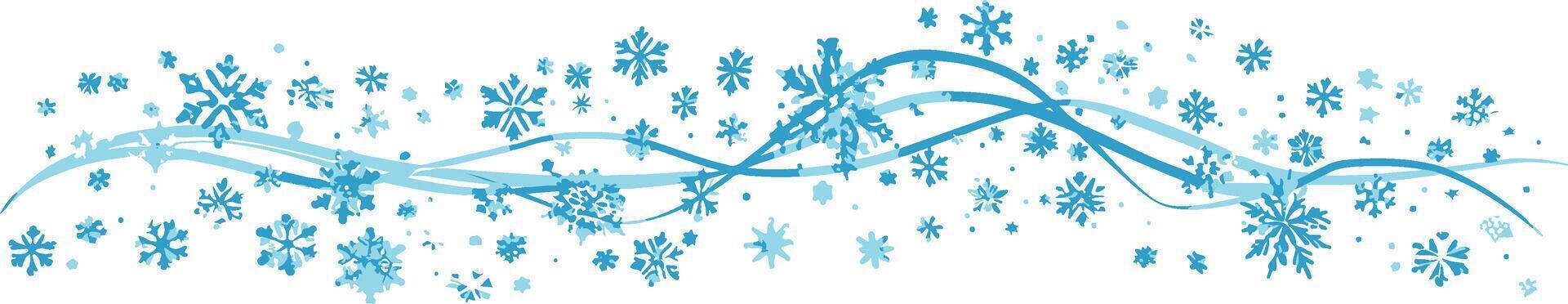 A blue graphic of an elegant wavy pattern made from snowflakes vector