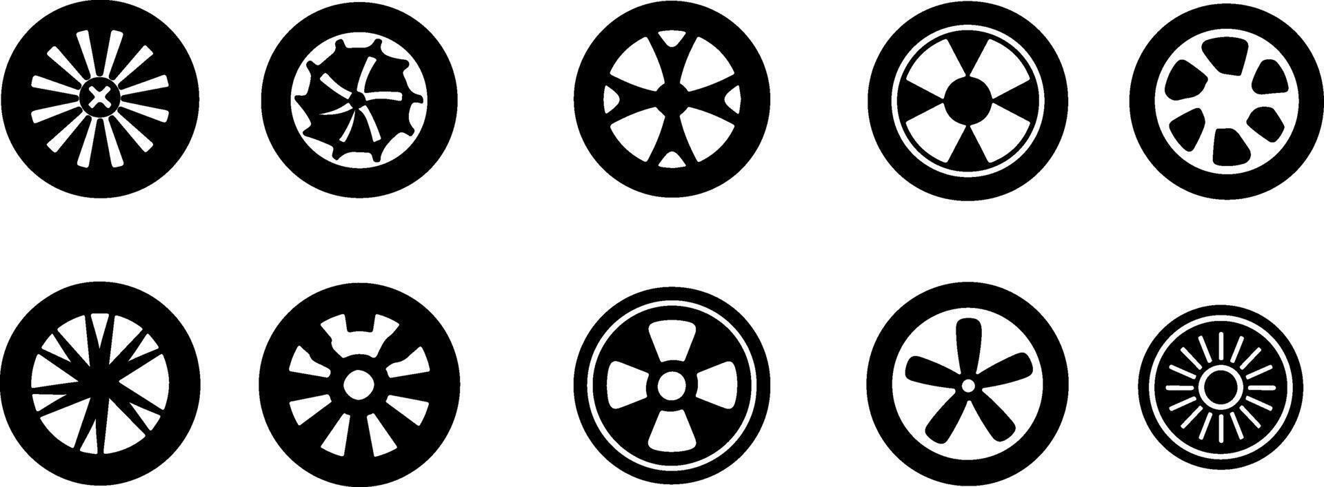 Black and white silhouette wheels for car vector