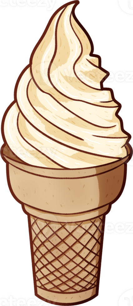 Vanilla Swirl Ice Cream Cone Illustration png
