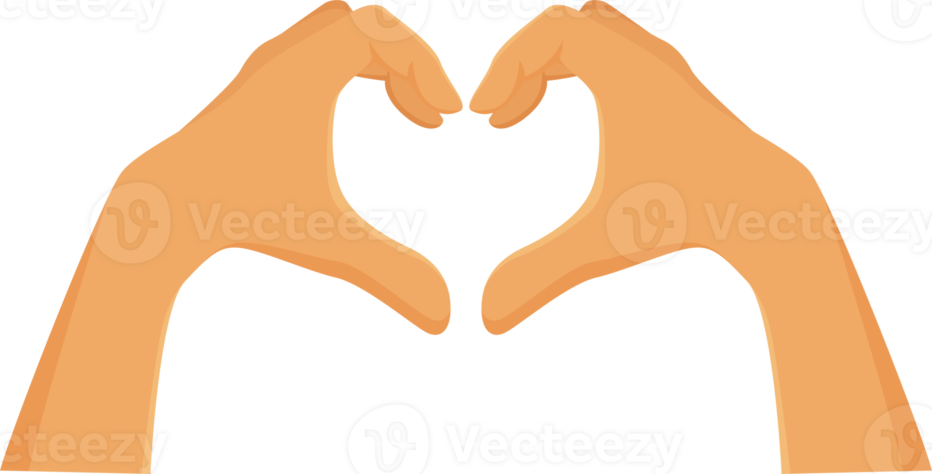 Both hands make a heart shape illustration design png