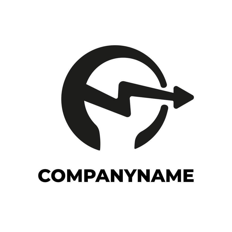 silhouette logo, combining letter a with lightning vector