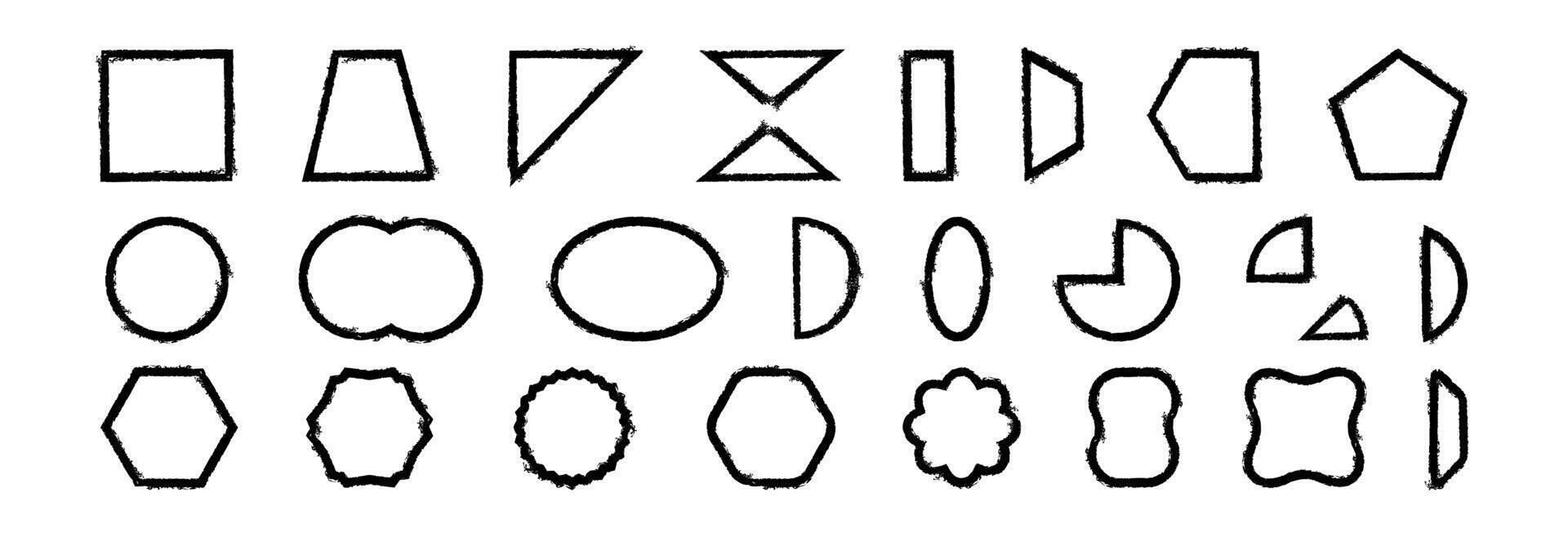 Charcoal geometric shapes. vector
