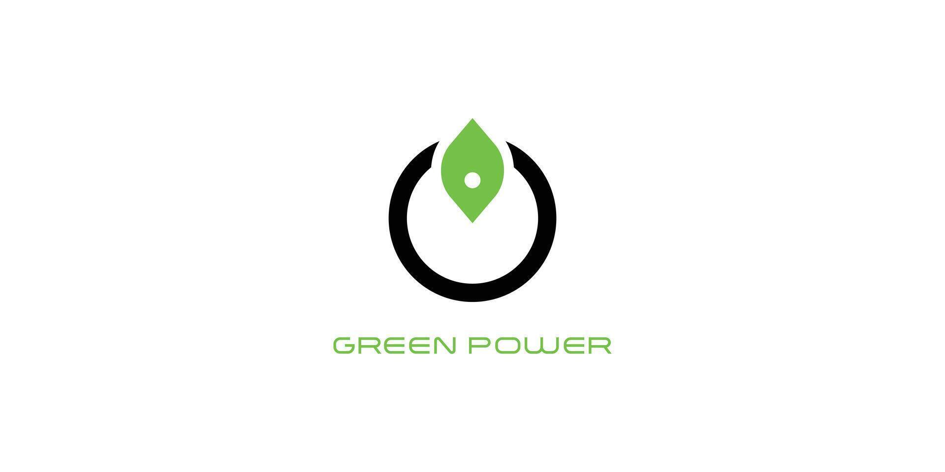 Simple green power logo design with modern concept , premium vector