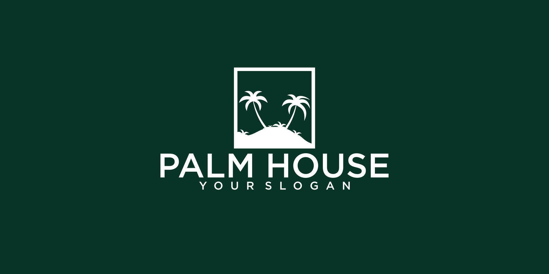 Simple logo design palm house with unique concept premium vector