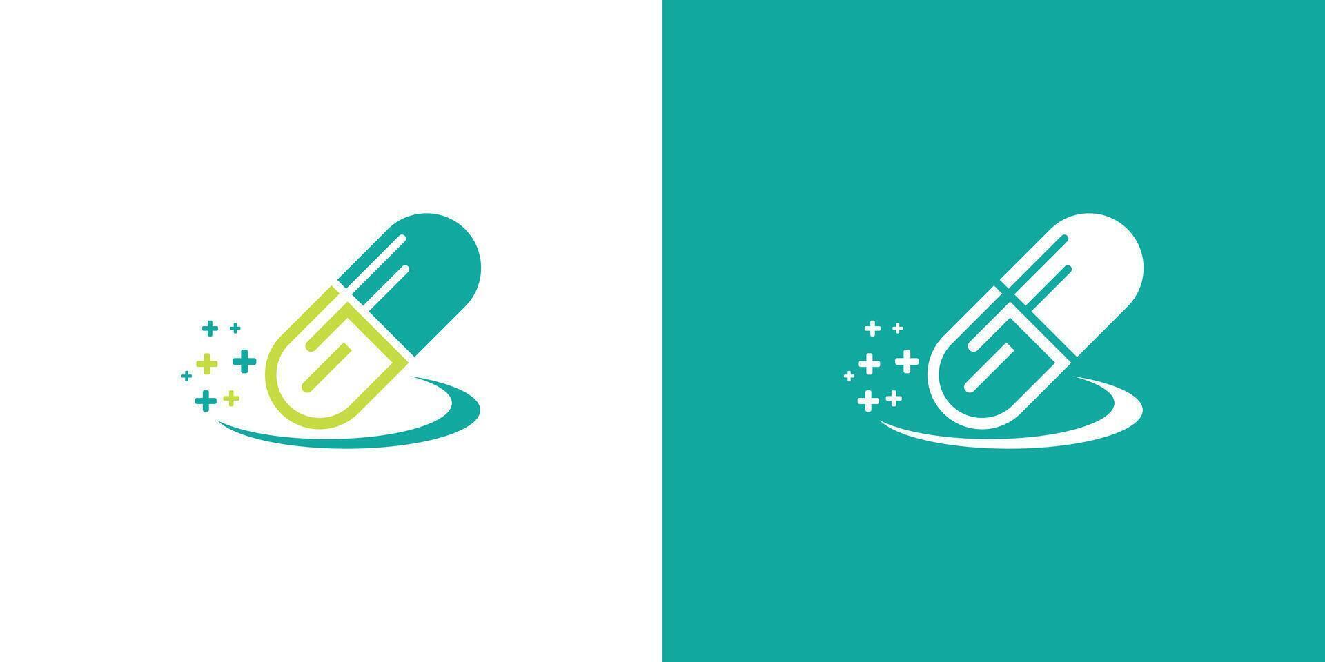 Capsule pharmacy Medical Logo design template with modern concept , Premium vector