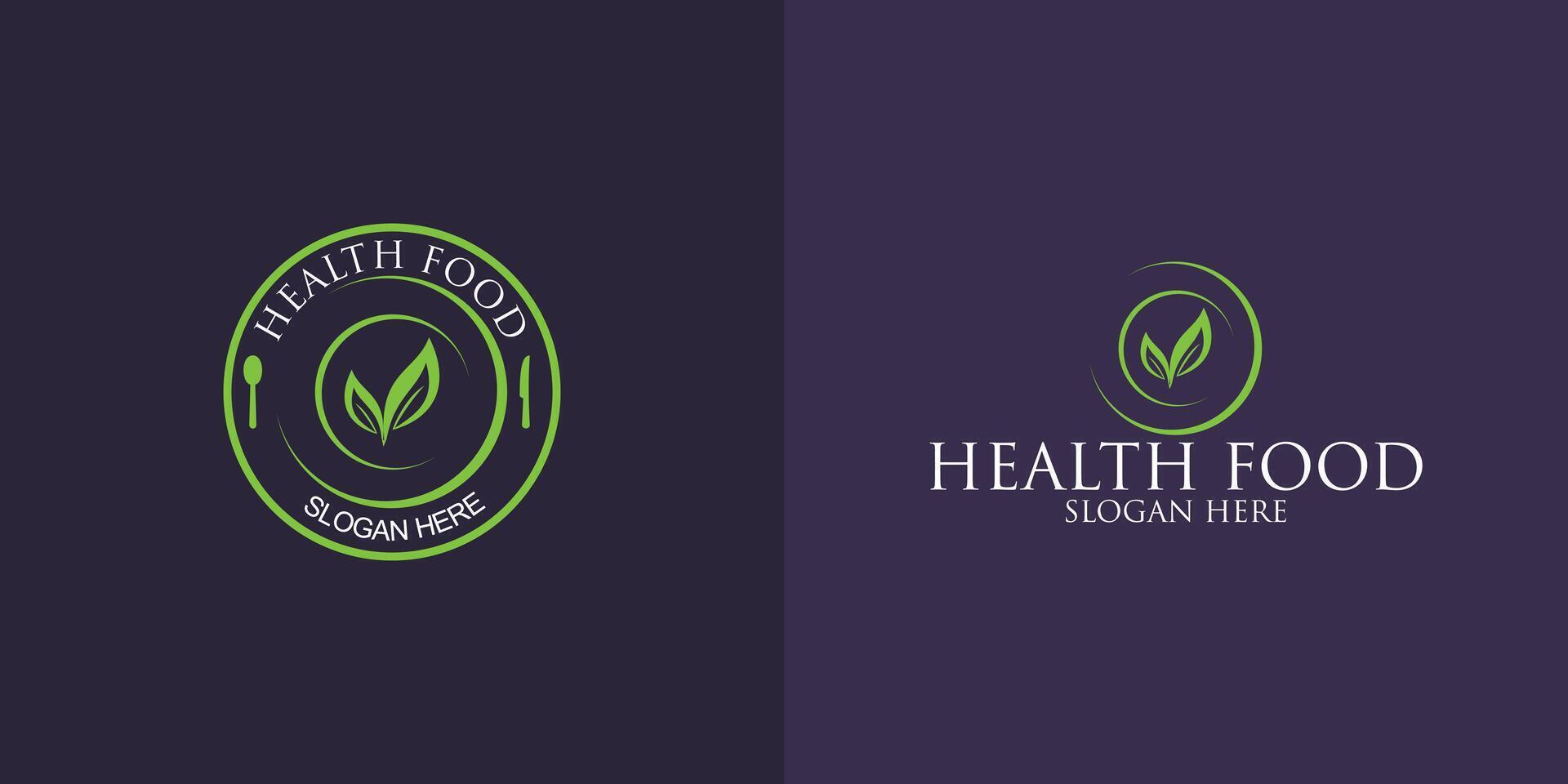 Health organic food logo design with creative modern concept premium vector