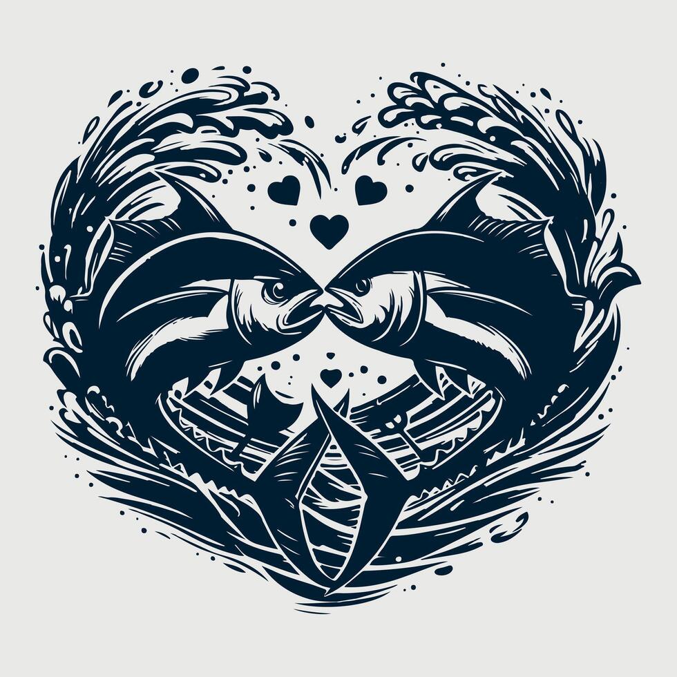Fishing silhouette Flat design fish, fisherman vector