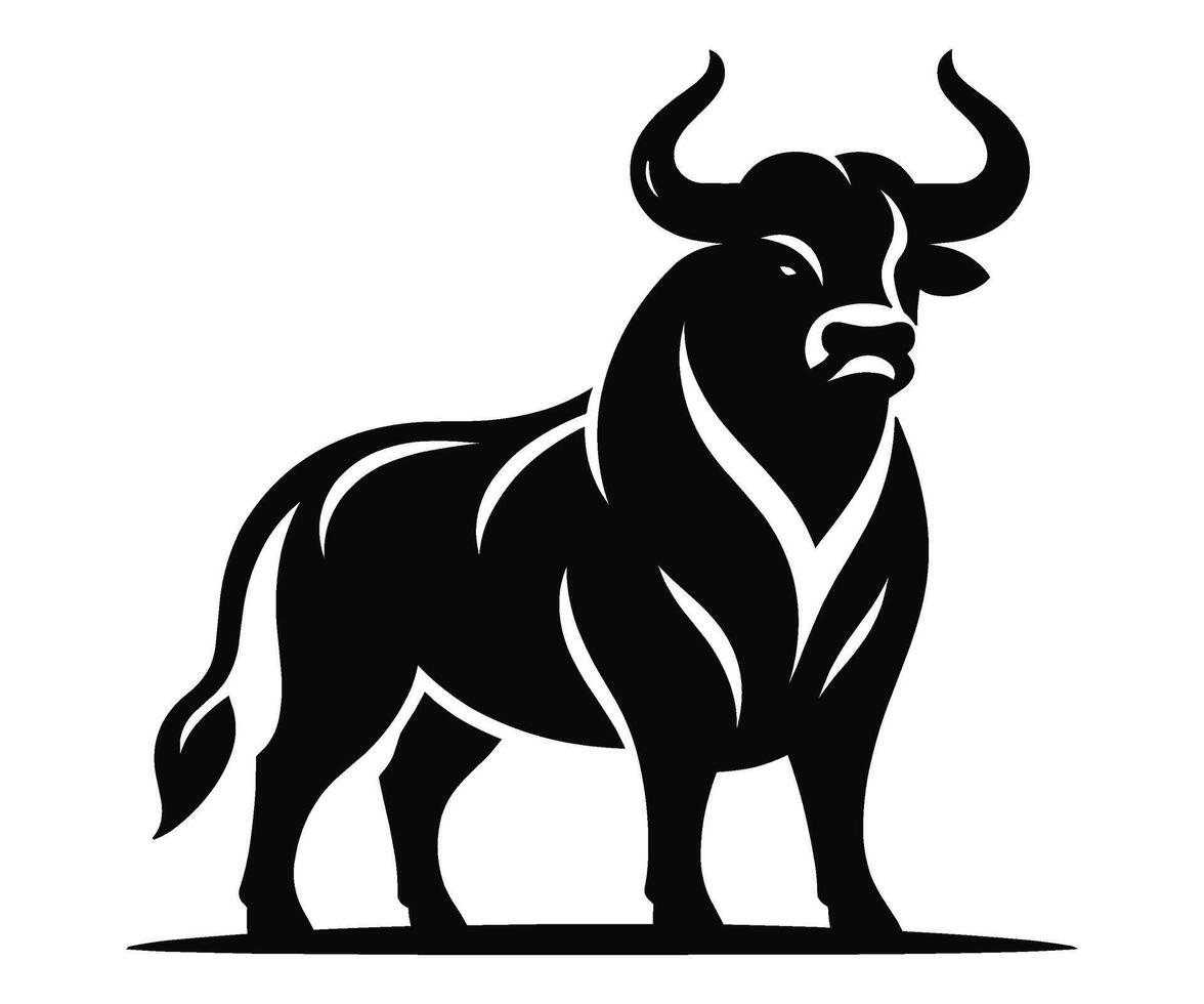 Bull silhouette on a white background illustration vector