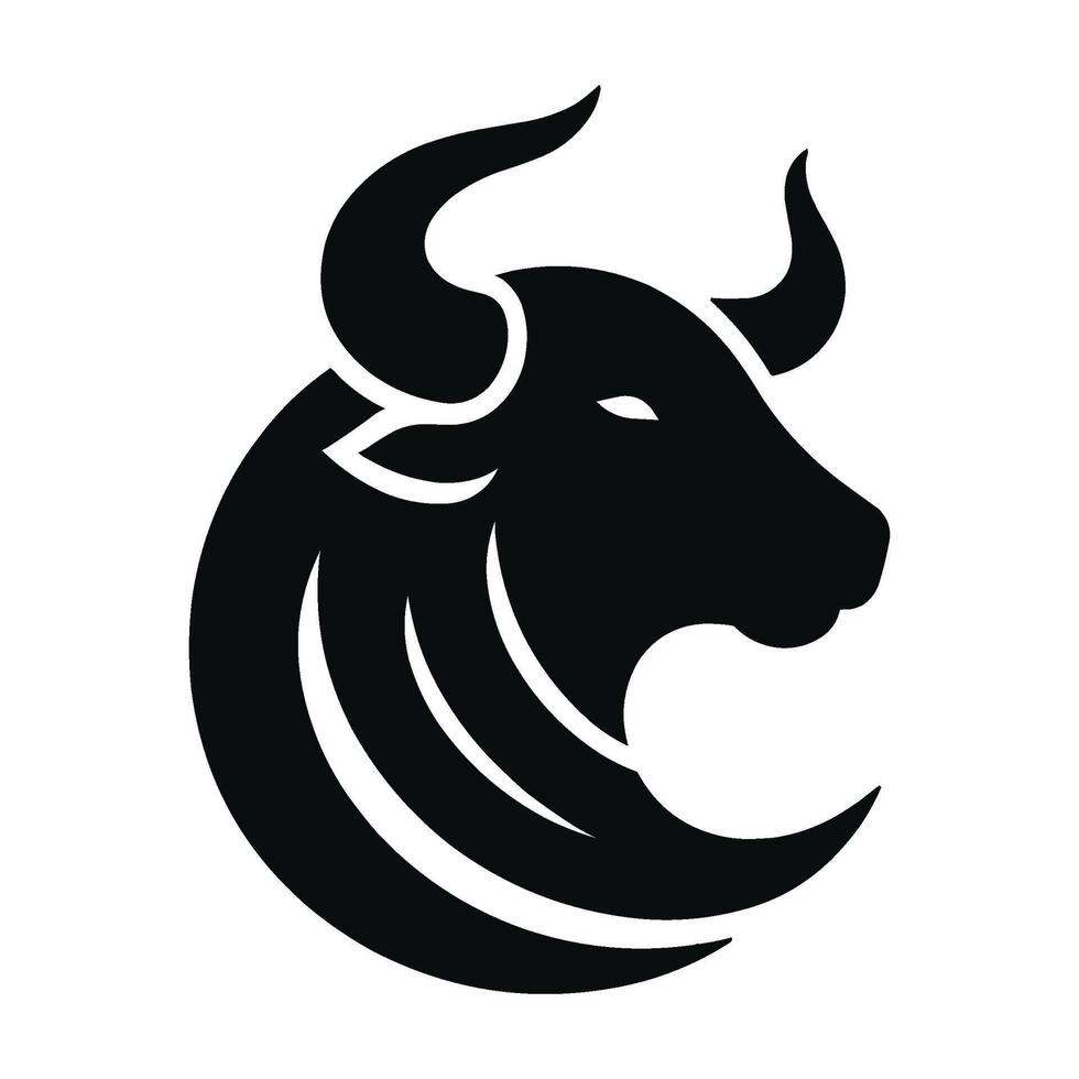 Bull head mascot silhouette on a white background illustration vector