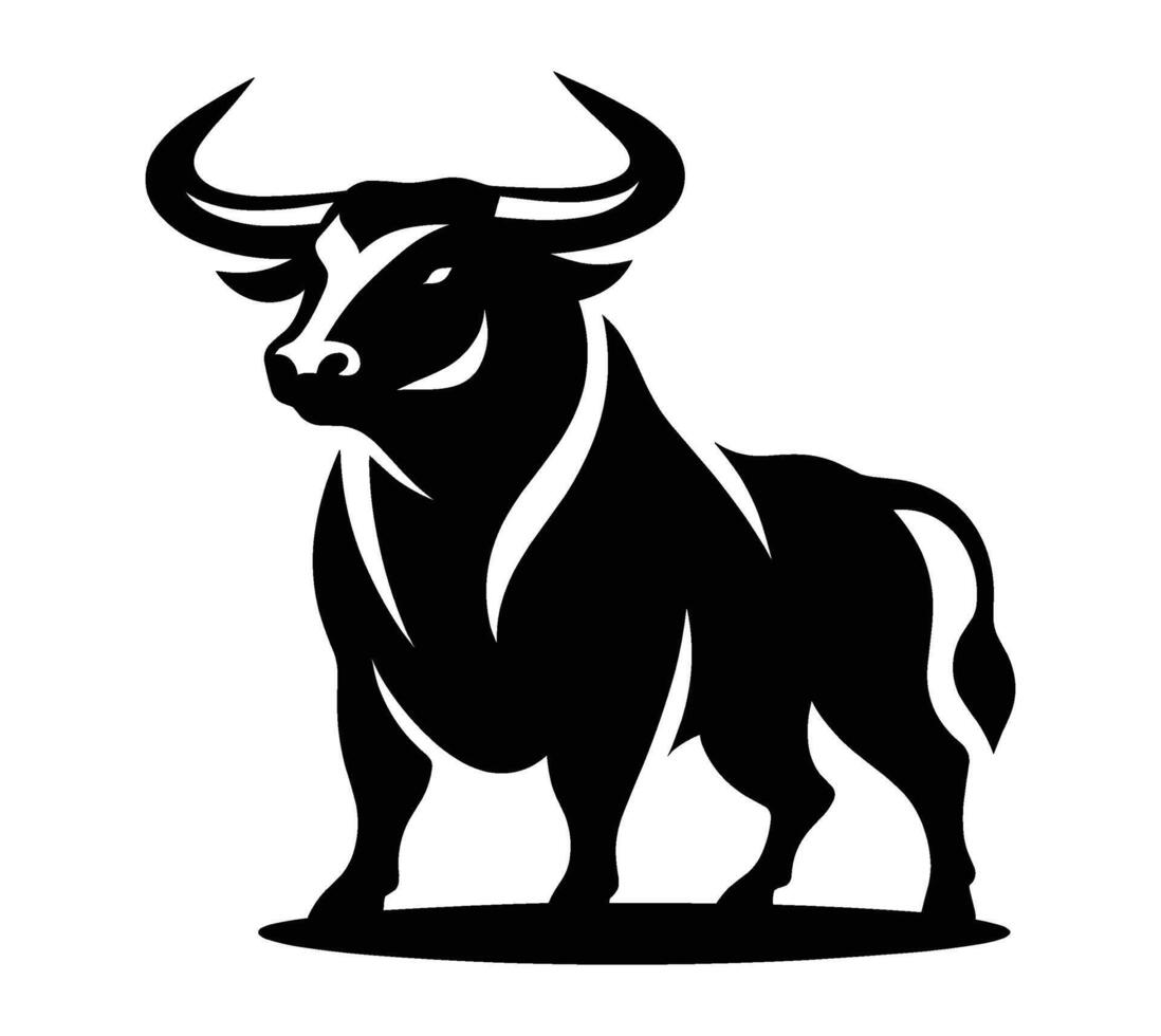 Bull silhouette on a white background illustration vector