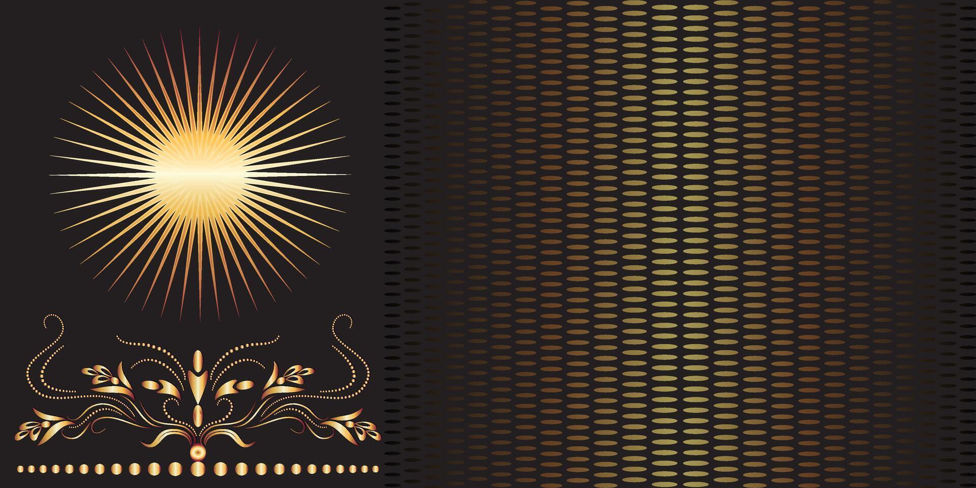 ellipse dot pattern with sun and decoration gold style vector