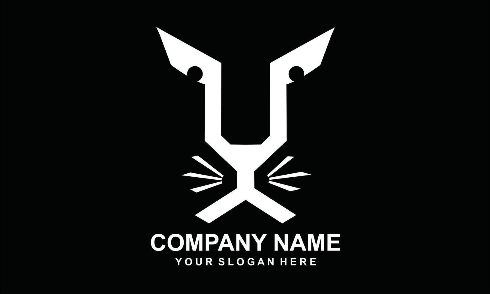 a simple lion logo symbol on a black background vector