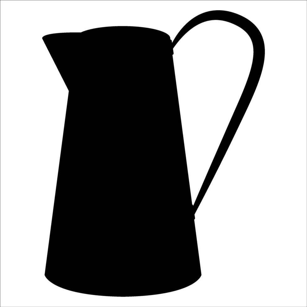 Black silhouette of classic watering can jug with handle for gardening vector