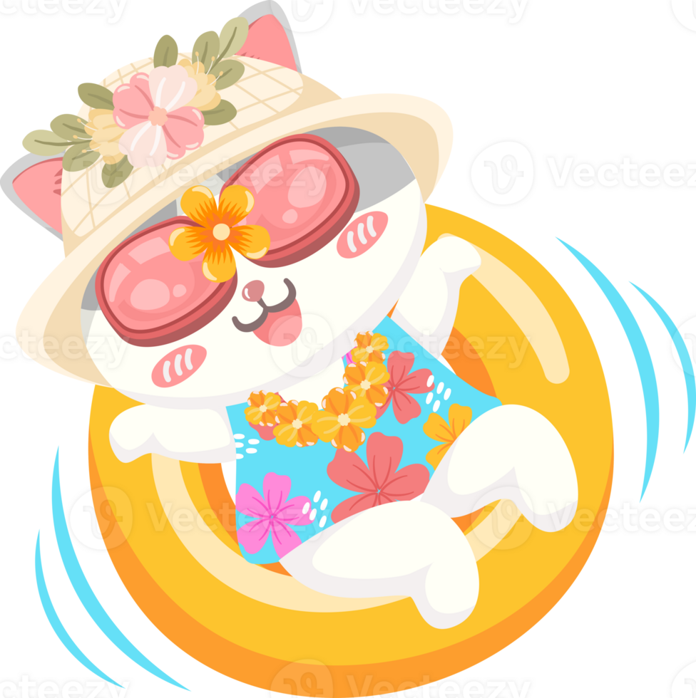 cartoon animal in songkran and summer elements png
