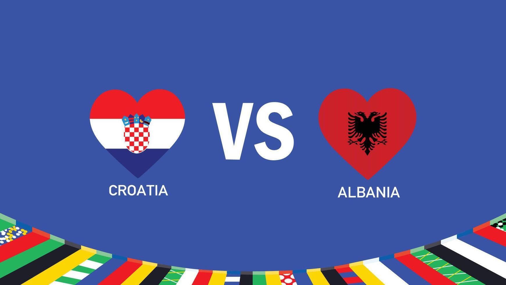 Croatia And Albania Match Flag Heart European Nations Football 2024 Abstract Design Teams Countries Symbol Logo Illustration vector