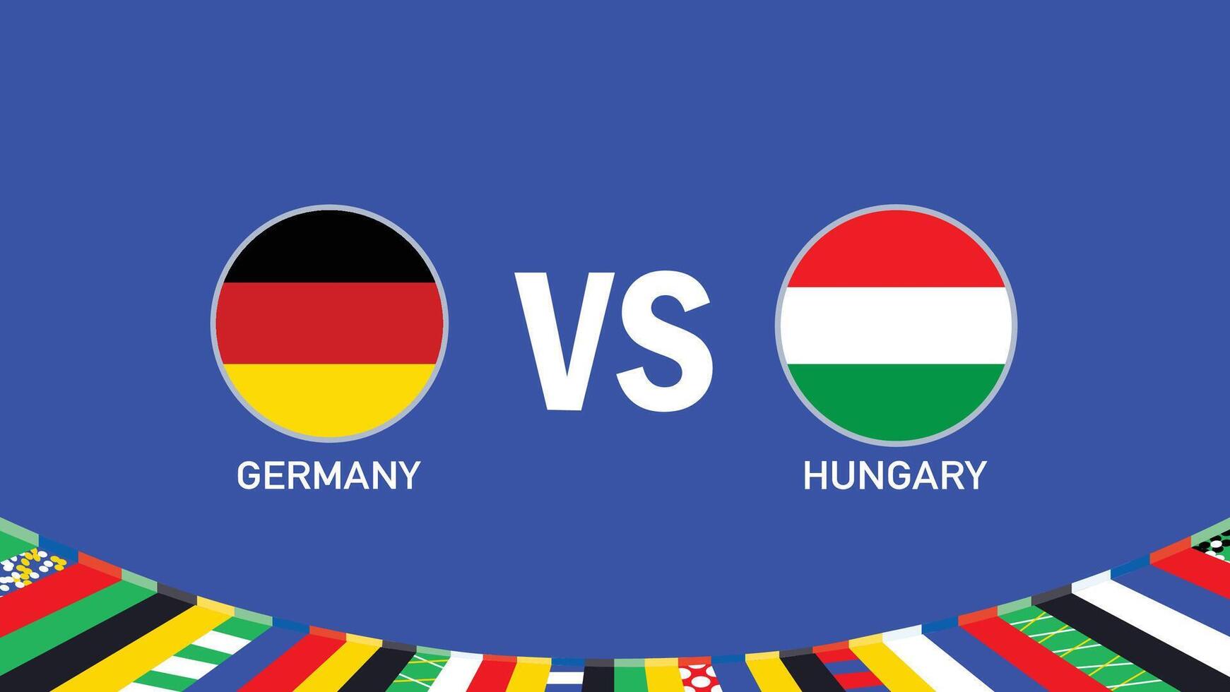 Germany And Hungary Match Flag European Nations Football 2024 Abstract Design Teams Countries Symbol Logo Illustration vector