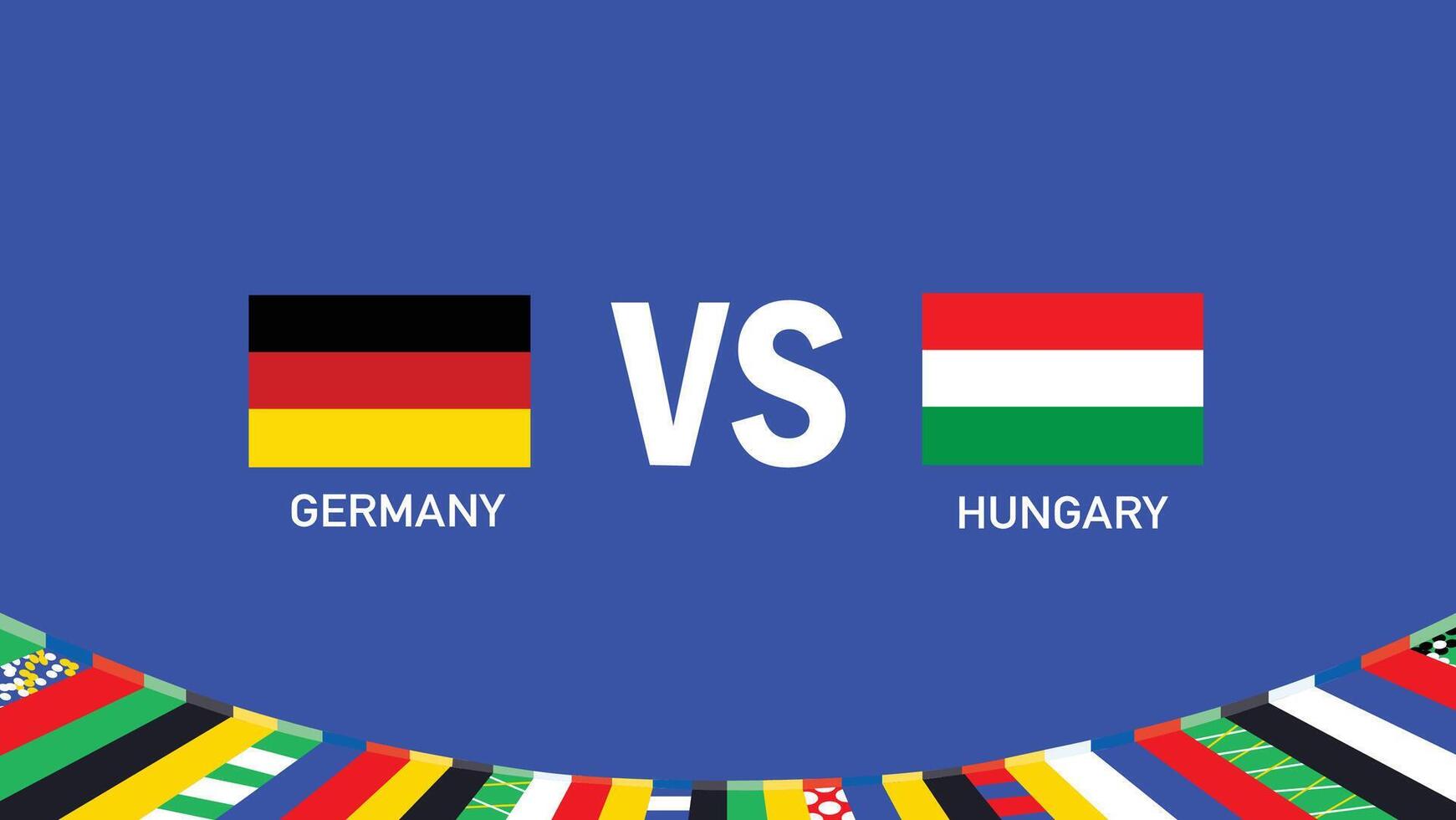 Germany And Hungary Match Emblem European Nations Football 2024 Abstract Design Teams Countries Symbol Logo Illustration vector