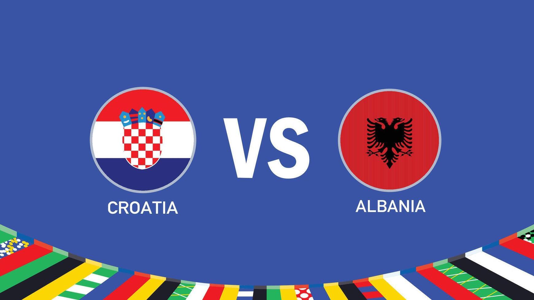 Croatia And Albania Match Flag European Nations Football 2024 Abstract Design Teams Countries Symbol Logo Illustration vector