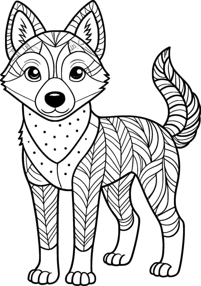 Coloring Page for Kids - Dingo - Black and White Line Art vector