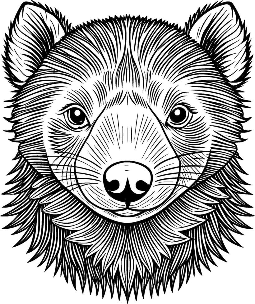 Coloring Page for Kids - Tasmanian Devil Portrait - Black and White Line Art vector