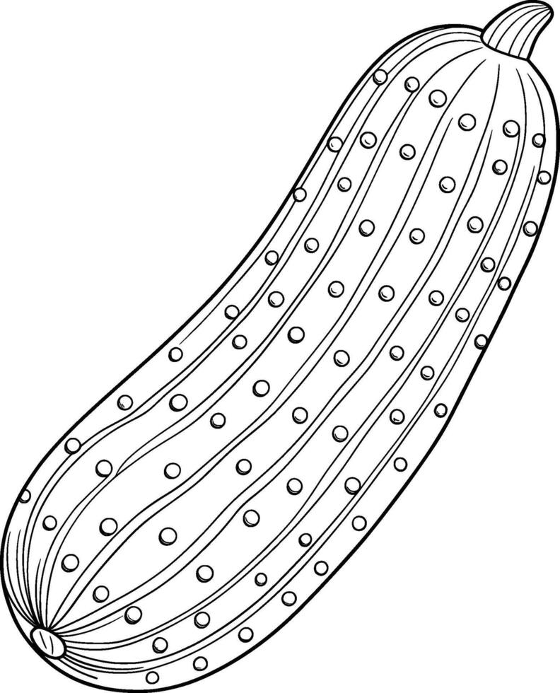 Coloring Page for Kids - Cucumber - Black and White Line Art vector