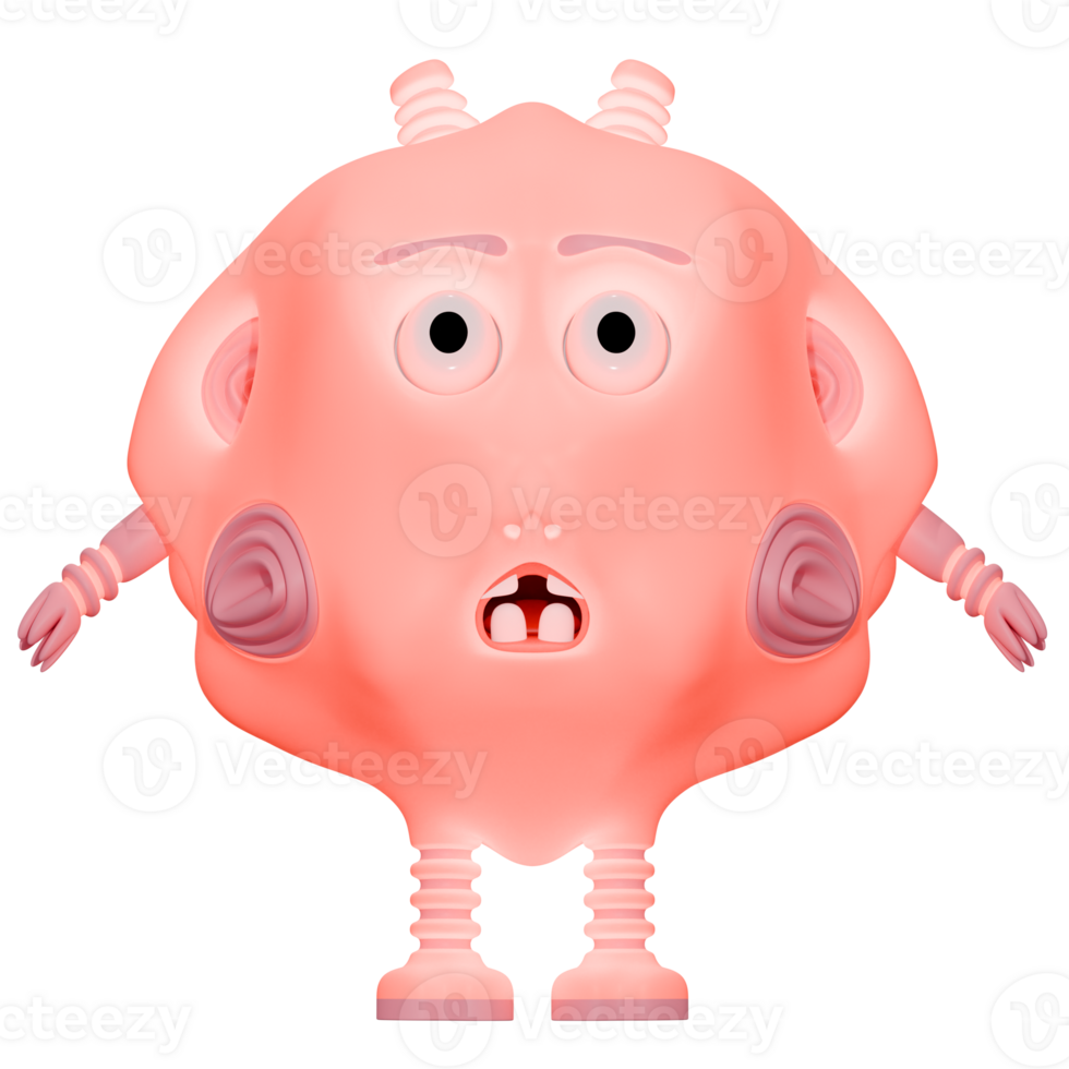 3D monster personage pink png