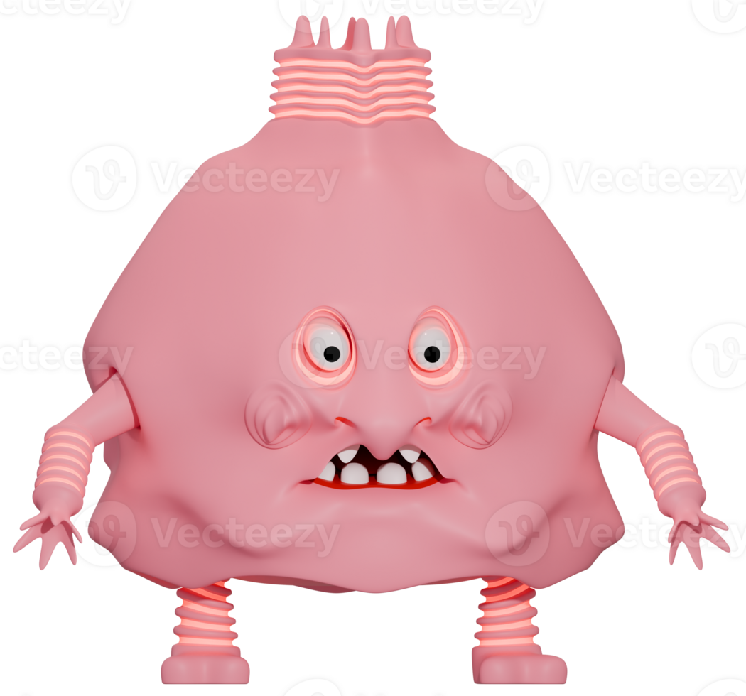 3D monster personage pink png