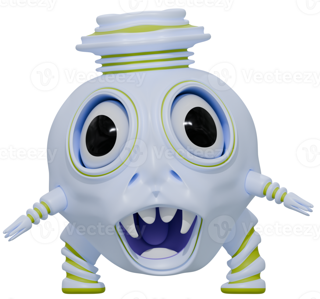 3D monster personage blue png