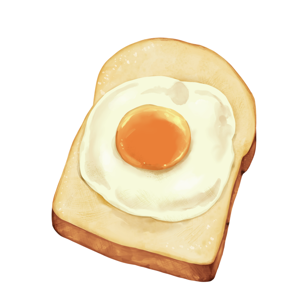 Realistic Fried egg on top of toast for breakfast png
