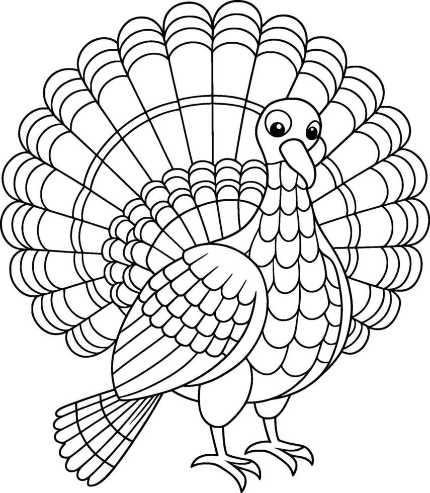 Coloring Page for Kids - Turkey - Black and White Line Art vector