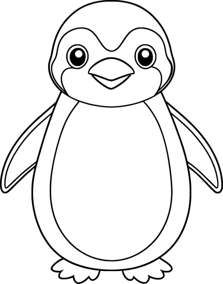 Coloring Page for Kids - Penguin - Black and White Line Art vector